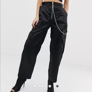 The Ragged Priest High Waisted Satin Black Pants *without chain*